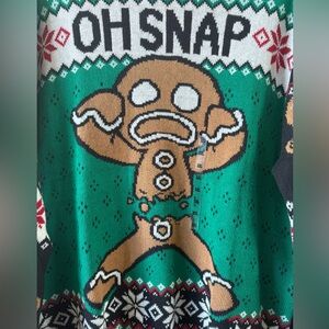 NWT Ugly Christmas Sweater Gingerbread Man “Oh Snap” Men’s 2XL Holiday Party